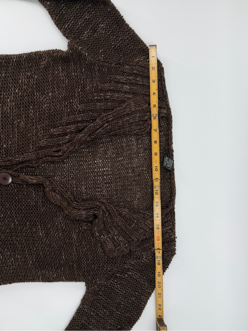Vintage BCBGMaxAzria Brown Open-Knit Button-Front‎ Cardigan - Picture 6 of 8